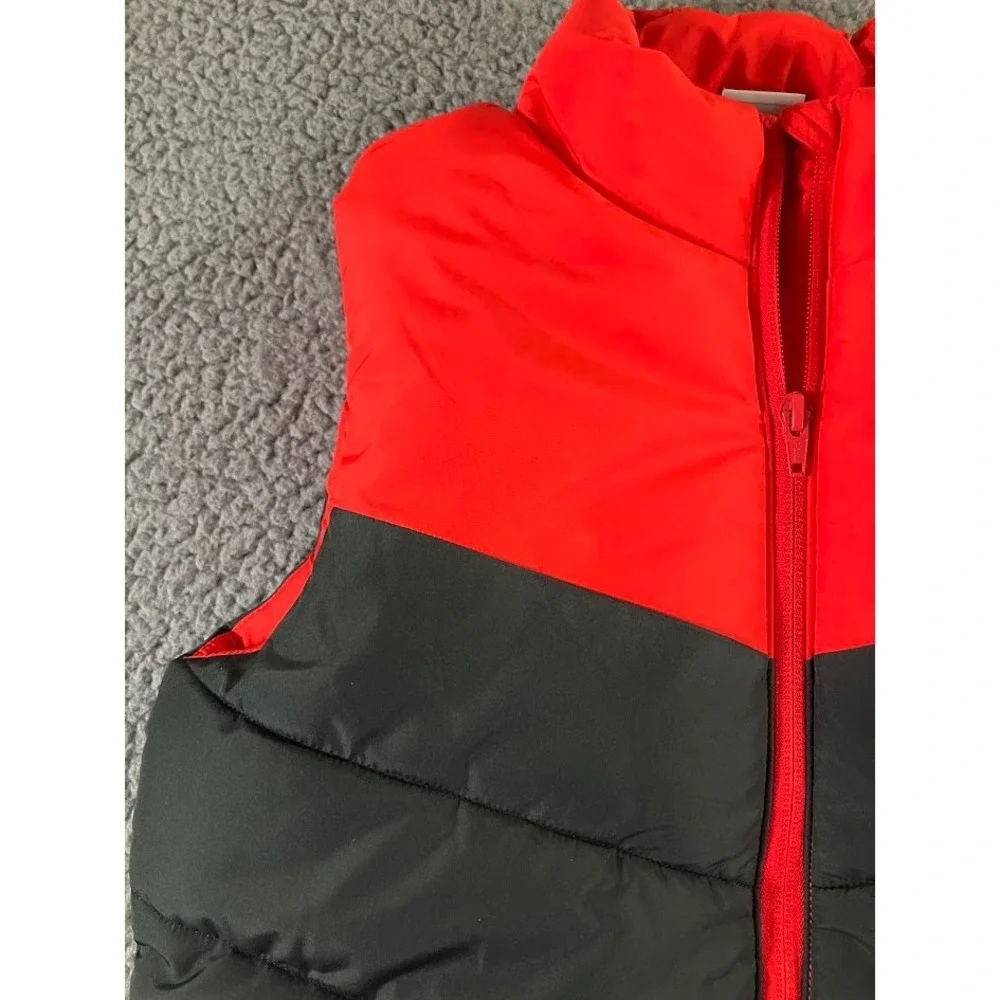 Puma Kids Red Black Colorblock Puffer Vest Size Medium